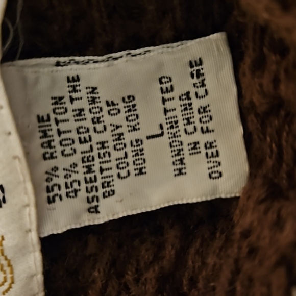 Vintage Handknitted C. Internationale Express Brown V-Neck Tunic Sweater-Large - Picture 5 of 6